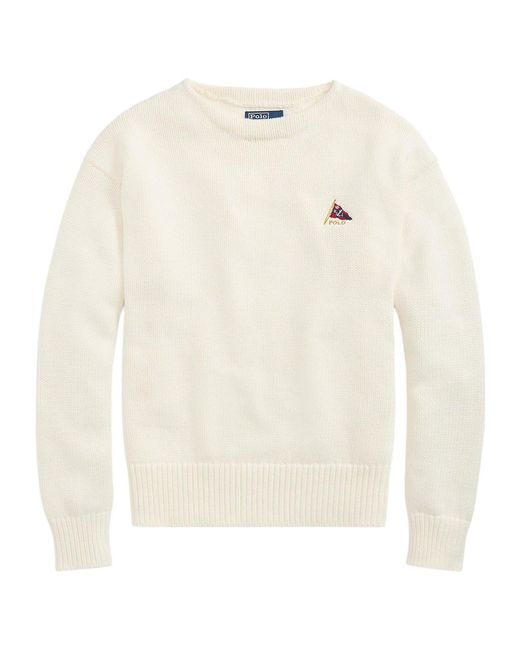 Polo Ralph Lauren White Crew Neck Jumper for men