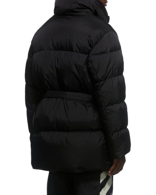 Off-White c/o Virgil Abloh Black Logo Printed Belted Puffer Jacket for men