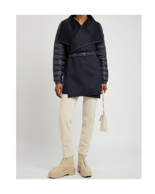 Moncler Blue Quilted Wool Cape Coat