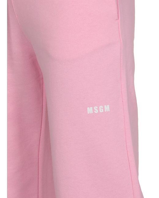 MSGM Pink Logo Printed Drawstring Joggers