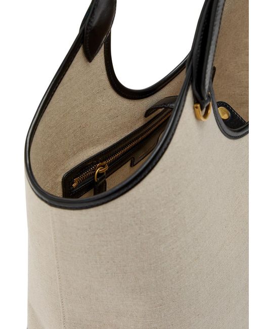Versace White Large Leather And Canvas Tote Bag