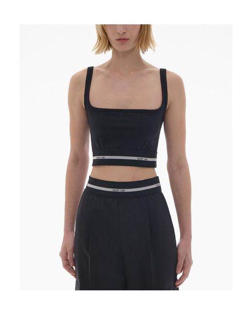 Helmut Lang Blue Logo Band Cropped Top