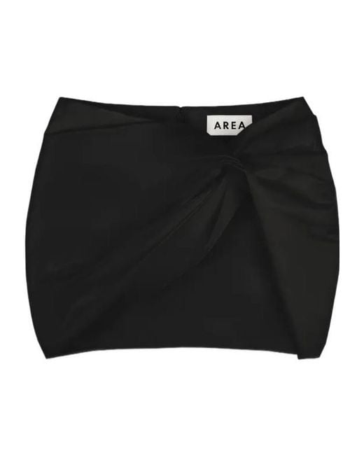 Area Black Wrapped Satin Mini Skirt