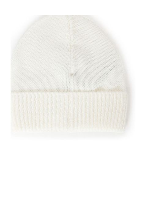 Moncler White Babies Logo Beanie