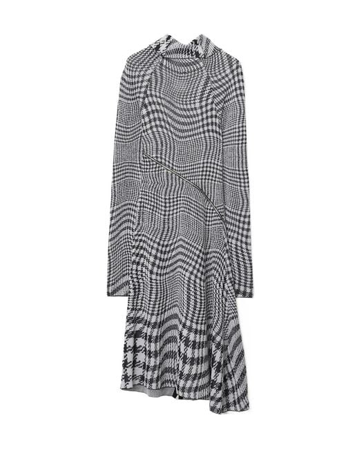 Burberry Gray Turtleneck Asymmetric Midi Dress