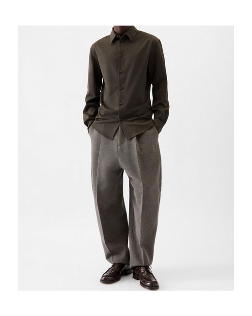 Jacquemus Gray Collared Long-Sleeve Shirt for men