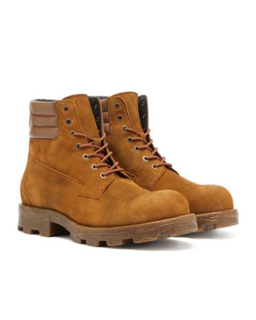 DIESEL Brown D-Hammer Combat Boots for men