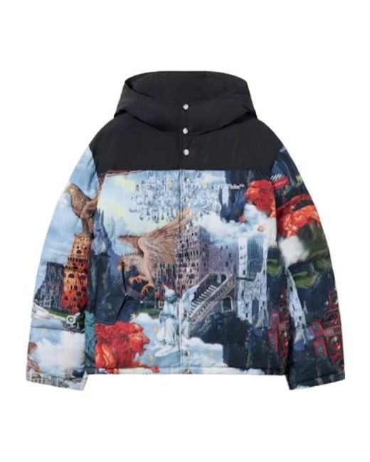 Off-White c/o Virgil Abloh Blue Print Hooded Down Jacket for men