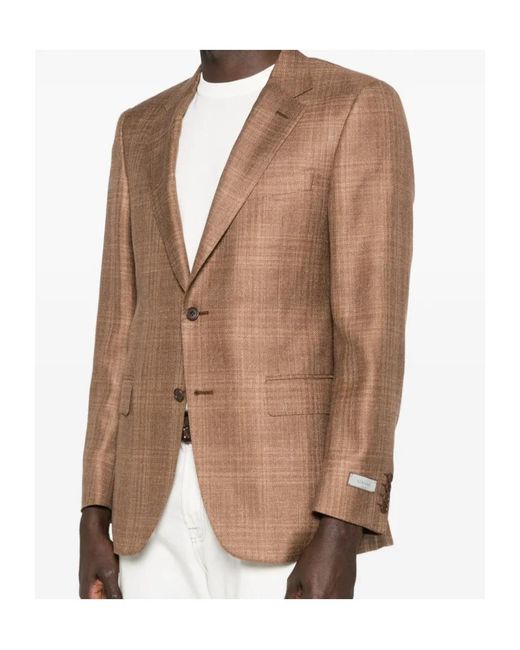 Canali Brown Long Sleeve Blazer for men