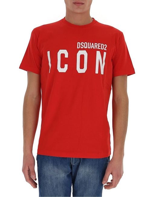 DSquared² Red Icon Logo Print T-Shirt for men