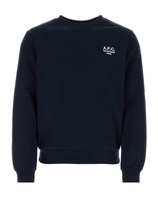 A.P.C. Blue Logo Embroidered Crewneck Sweatshirt for men