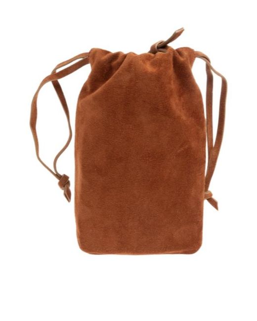 Marni Brown Logo Detailed Drawstring Phone Case
