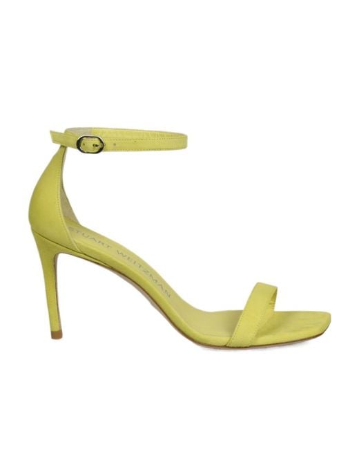 Stuart Weitzman Metallic Logo High-Heeled Sandals