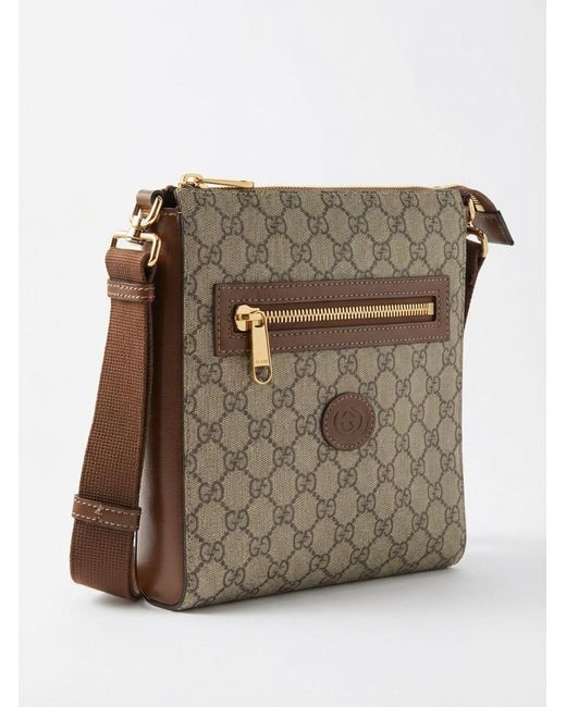Gucci Brown Gg Supreme Zipped Messenger Bag for men