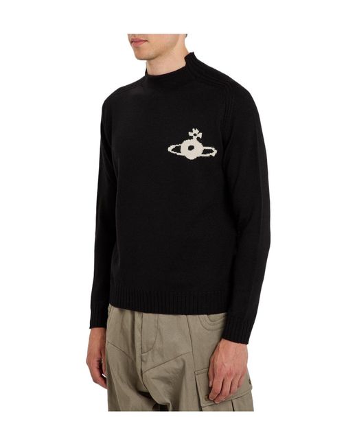 Vivienne Westwood Black Intarsia Wool Jumper for men