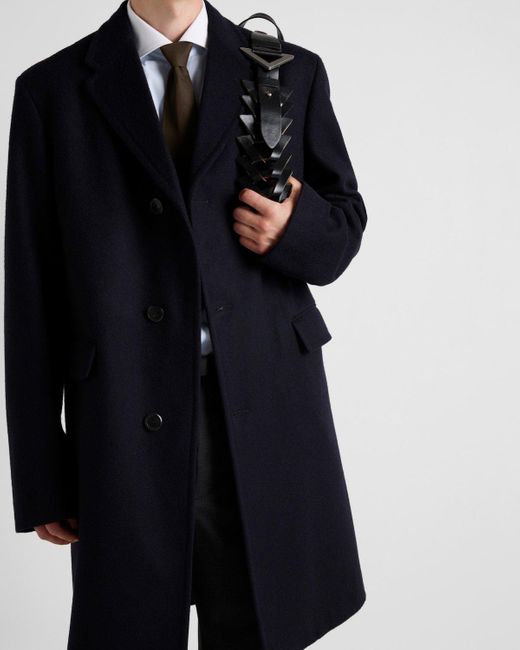 Prada Blue Single-Breasted Straight Hem Coat for men