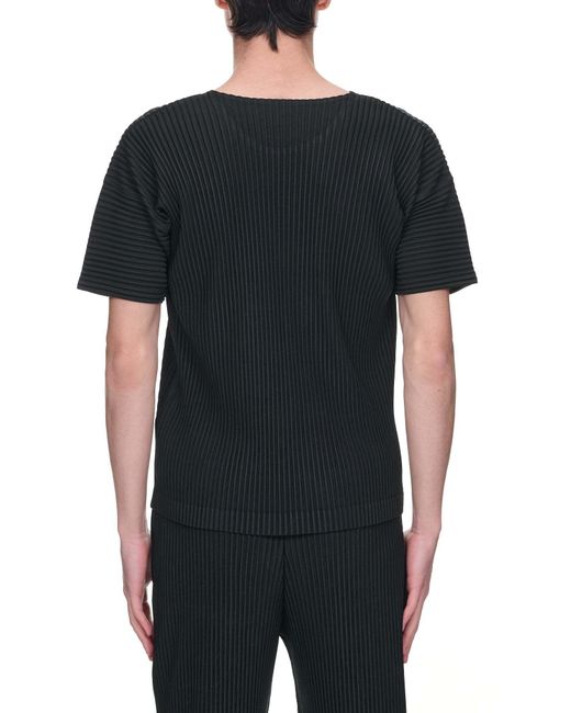 Homme Plissé Issey Miyake Black Short-Sleeves Ribbed T-Shirt for men