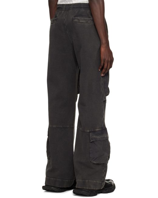 Entire studios Black Utility Wide-Leg Cargo Track Trousers for men