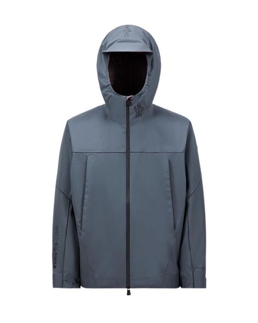 Moncler Blue Grenoble Logo Patch Hooded Jacket for men