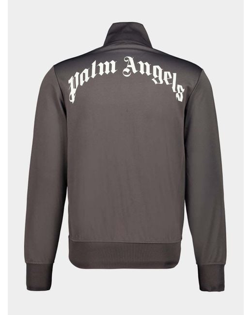 Palm Angels Gray High-Neck Zipped Sweatshirt for men