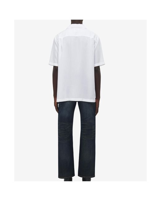 McQueen White Striped Hawaiian Shirt for men
