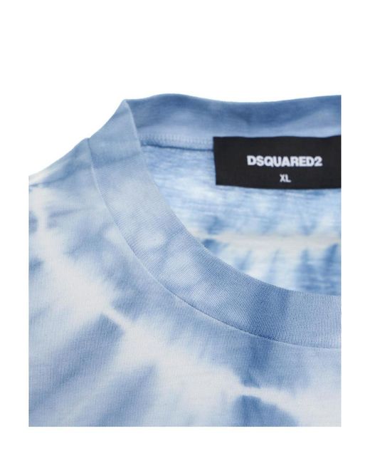 DSquared² Blue Tie-Dye Crewneck T-Shirt