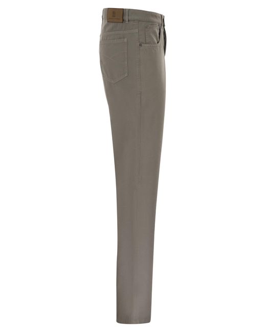 Brunello Cucinelli Gray Garment-Dyed Five-Pocket Trousers for men