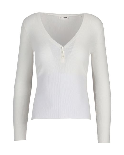 P.A.R.O.S.H. White Cipria V-Neck Top