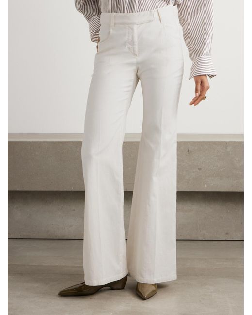Brunello Cucinelli White Flared Trousers