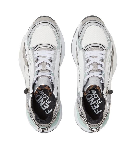 Fendi White Flow Lace-Up Sneakers for men