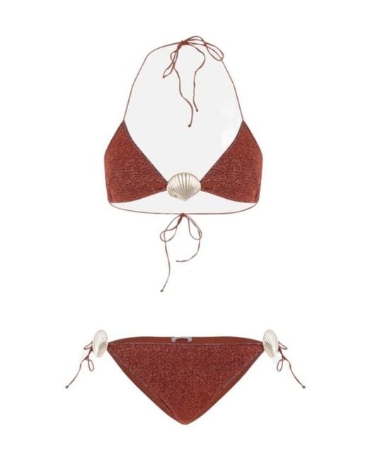 Oseree Red Oséree Shell Lurex Bikini Set