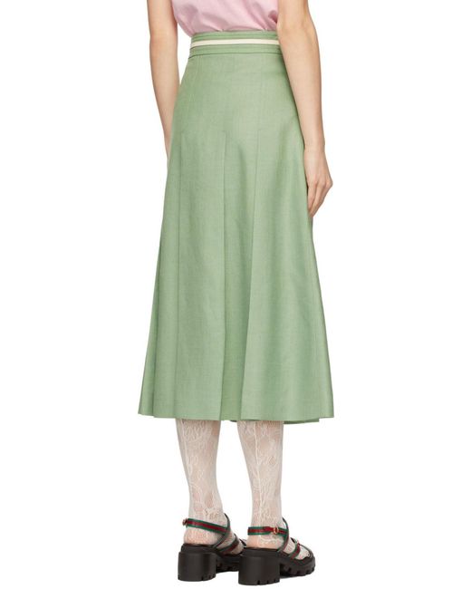 Gucci Green Double Gg Pleated Skirt