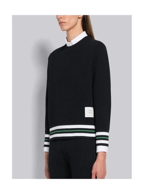Thom Browne Blue Cricket Stripe Trim Sweatshirt