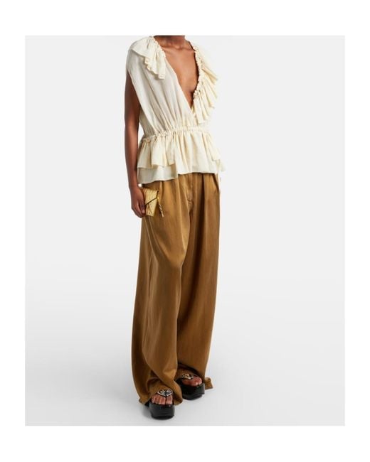 Dries Van Noten Natural Embossed Metallic Leather Clutch