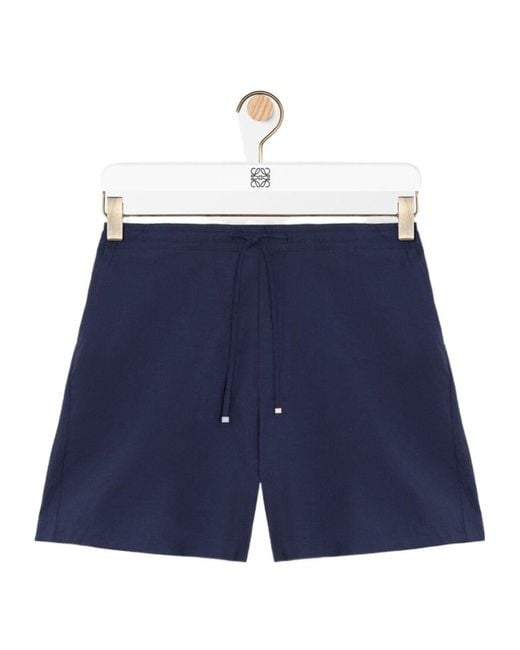 Loewe Blue Anagram-Embroidered Drawstring Shorts for men