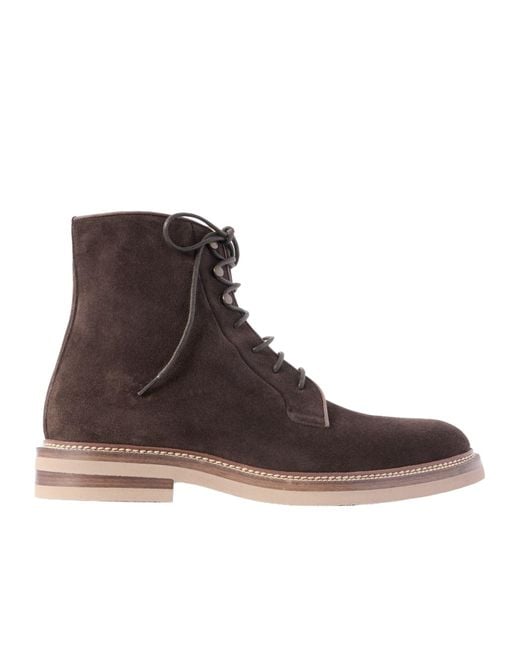 Brunello Cucinelli Lace-Up Ankle Boots in Brown for Men | Lyst UK
