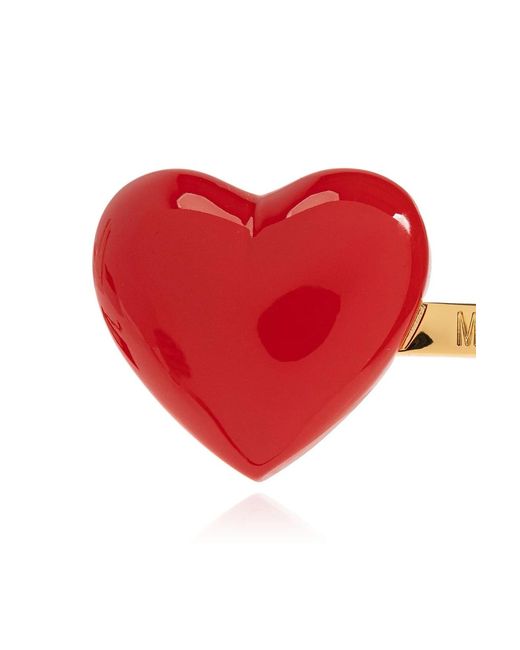 Moschino Red Heart Palque Hair Clip