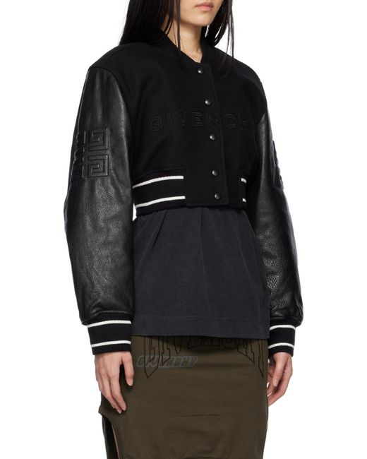 Givenchy Black 4G Cropped Bomber Jacket