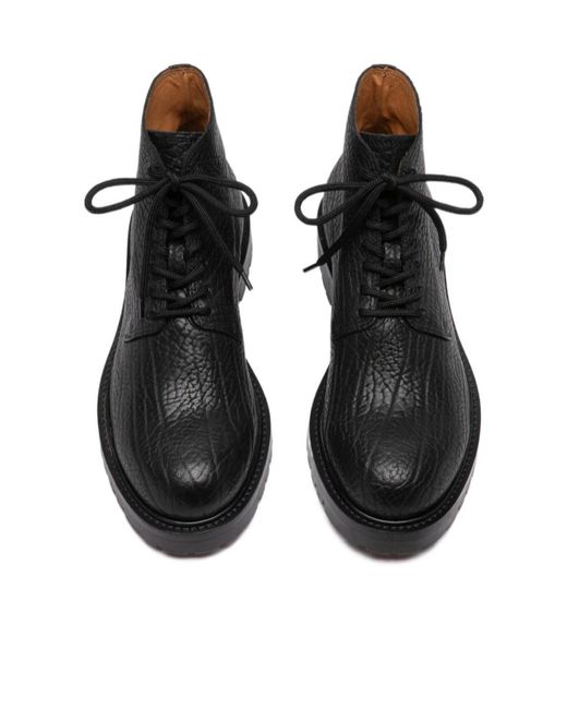 Officine Creative Black Boss 011 Grained Ankle Boots for men