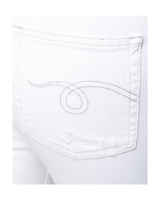 R13 White Worn Flared Jeans