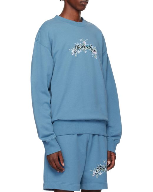 Givenchy Blue Logo-Embroidered Sweatshirt for men
