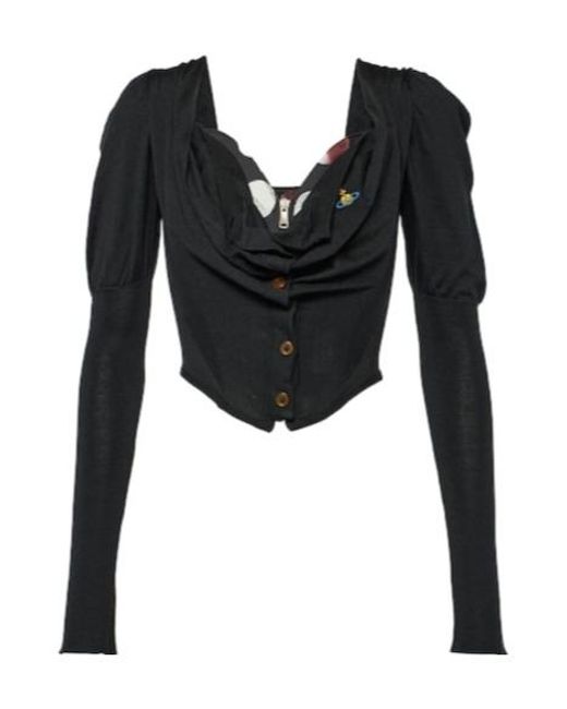 Vivienne Westwood Black Puff-Shoulder Wool And Silk Top