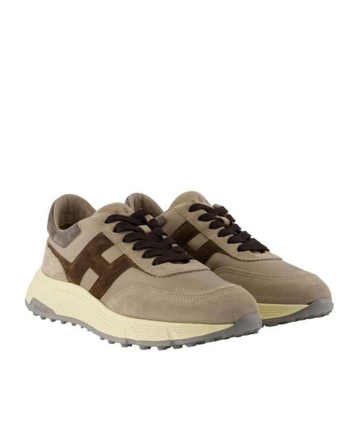 Hogan Brown Hyperlight Panelled Low-Top Sneakers for men