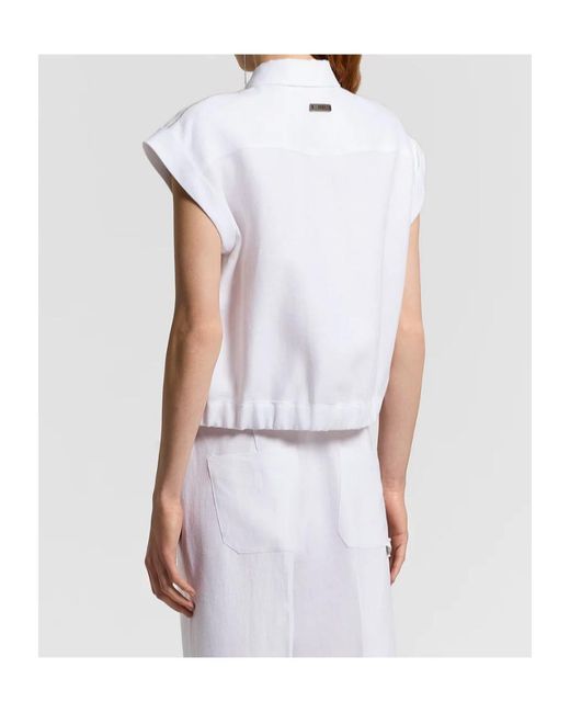 Peserico White Short-Sleeve Buttoned Shirt