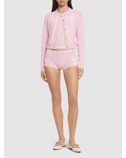 Versace Pink Embroidery Shorts