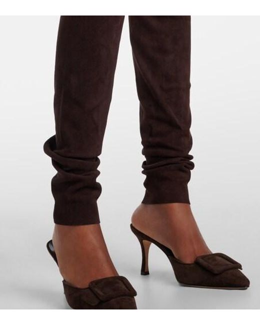 Stouls Brown Mid-Rise Suede Leggings