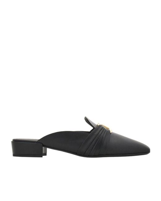 Ferragamo Black Gancini Ornament Mule