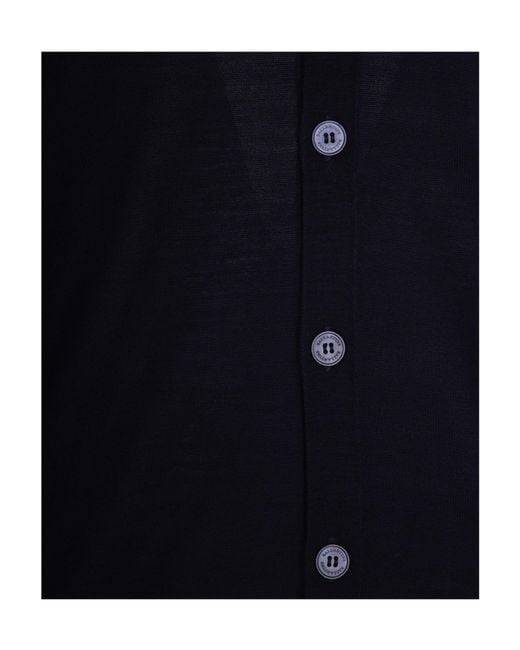 Ballantyne Blue V-Neck Wool Cardigan for men