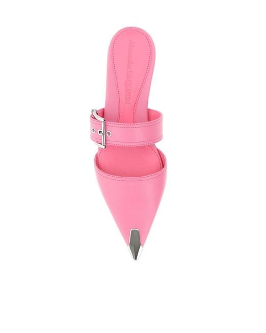 McQueen Pink Punk Flat Mules