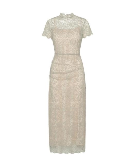 ROTATE BIRGER CHRISTENSEN Natural Lace Short-Sleeved Dress
